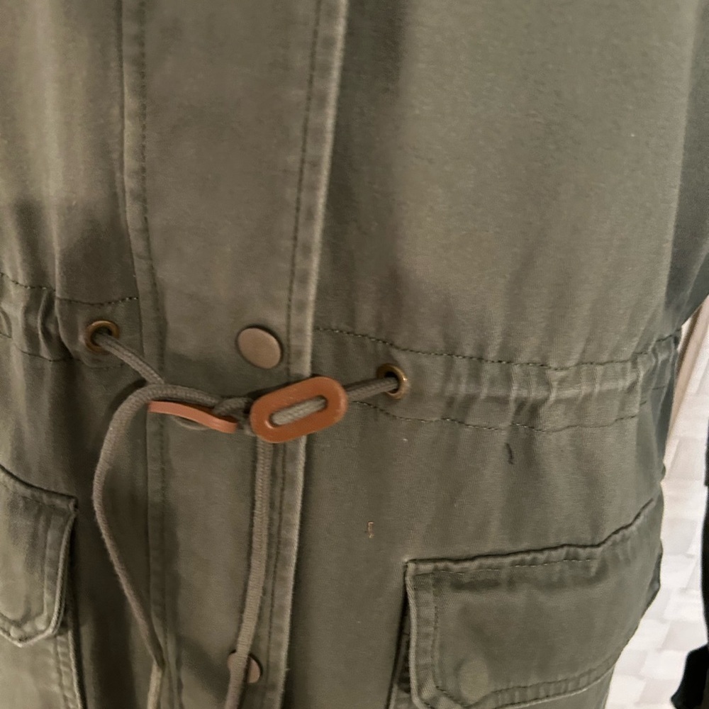 GAP Forest Green Sherpa Utility Jacket Hooded Anorak Small - Picture 7 of 11